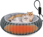 Camas calefactables para gatos de interior y perros pequeños, cama térmica de 24 pulgadas para mascotas con temporizador y temperatura ajustable, cama eléctrica extraíble e impermeable para