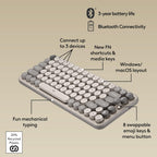 Logitech POP Keys Teclado inalámbrico mecánico con teclas de emojis...