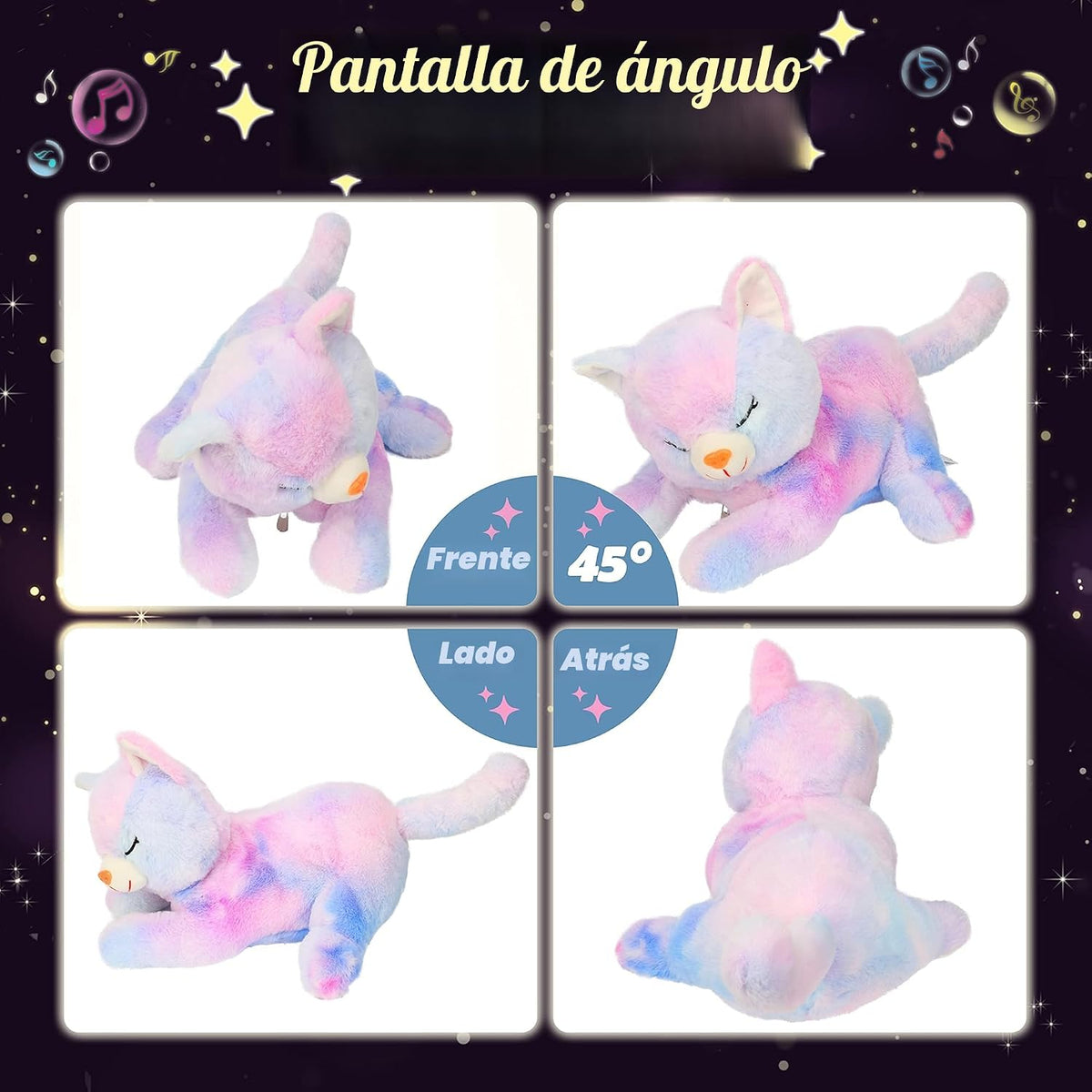 Hopearl Gato de peluche LED musical con luces, juguete de peluche