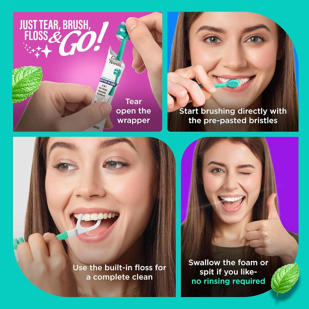 GuruNanda Mini cepillos de dientes desechables con pasta de dientes...