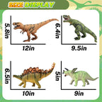 Juguetes de dinosaurio grandes para niños de 3 a 5 años, 4 piezas de 10 pulgadas, juguete realista de dinosaurio suave para los amantes de los dinosaurios, figuras de dinosaurio grandes de