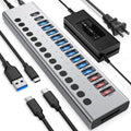 VANGREE, MK1-1200800C8, hub USB 3.2 de 17 puertos, alimentado, adaptador 12V/8A