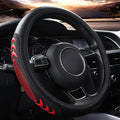 Cubierta de volante de cuero Yangday para Ford F150 F250 F350, cubierta de volante de coche de 15.5-16 pulgadas con partícula de masaje antideslizante (Rojo)