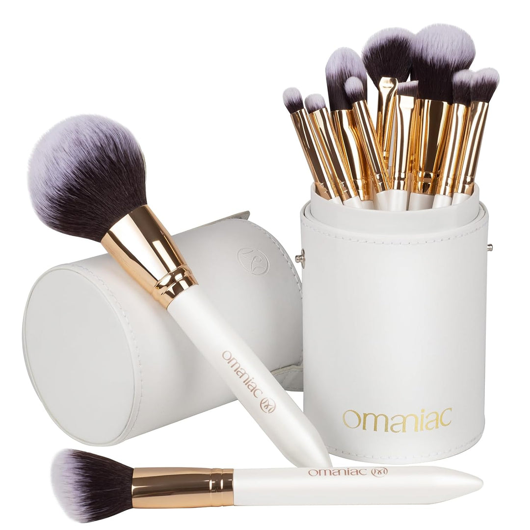 OMANIAC Juego de brochas de maquillaje profesional, 12 brochas de m...