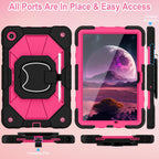 WESOROL Funda para Samsung Galaxy Tab A11 Plus Galaxy Tab A9 Plus de 11 pulgadas, a prueba de golpes para tableta Samsung A11+/A9+ con protector de pantalla con soporte giratorio de 360 grados, soporte para lápices, negro y rosa
