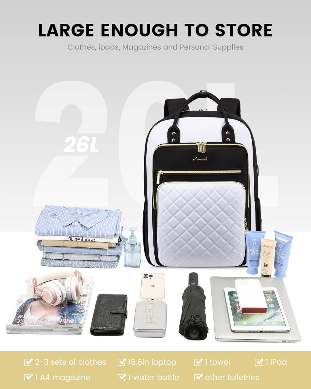 LOVEVOOK Mochila para laptop para mujer, ligera, casual, portátil d...