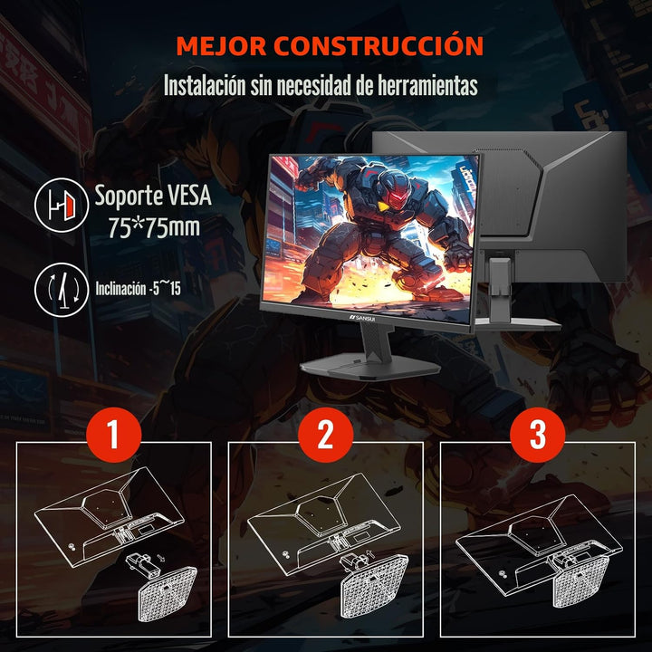 SANSUI - Monitor de juegos de 24 pulgadas 200Hz 180Hz 1Ms FreeSync...