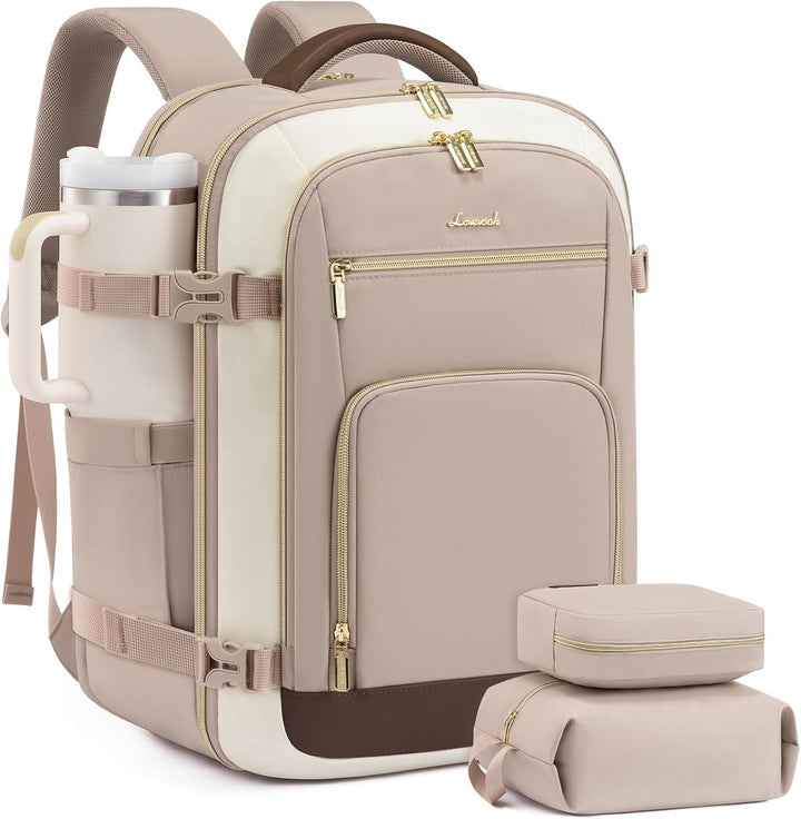 LOVEVOOK Mochila de viaje para mujer y hombre, Grisáceo Rosa-beige-...