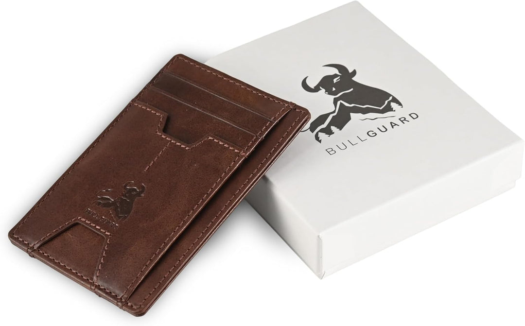 BULL GUARD Billetera de cuero delgada con bloqueo RFID para hombres...