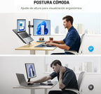 HUANUO - Brazo ajustable para monitor con bandeja para laptop, soporte de escritorio individual para monitores VESA de 13 a 32 pulgadas de hasta 22 libras, bandeja para laptop de 14 x 12 pulgadas