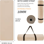 PAIDU POE Yoga Mat （10mm）Extra Thick Fitness Mat 72"x24" con Carry Strap