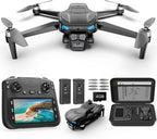 Drone con cámara para adultos 4K, dron GPS con controlador de pantalla de 4.5 pulgadas, motor sin escobillas, retorno automático GPS, cuadricóptero RC plegable con 60 minutos de tiempo de vuelo, menos