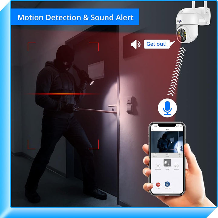 Hiseeu - Cámara de seguridad de 2K para exteriores, con WiFi, zoom...