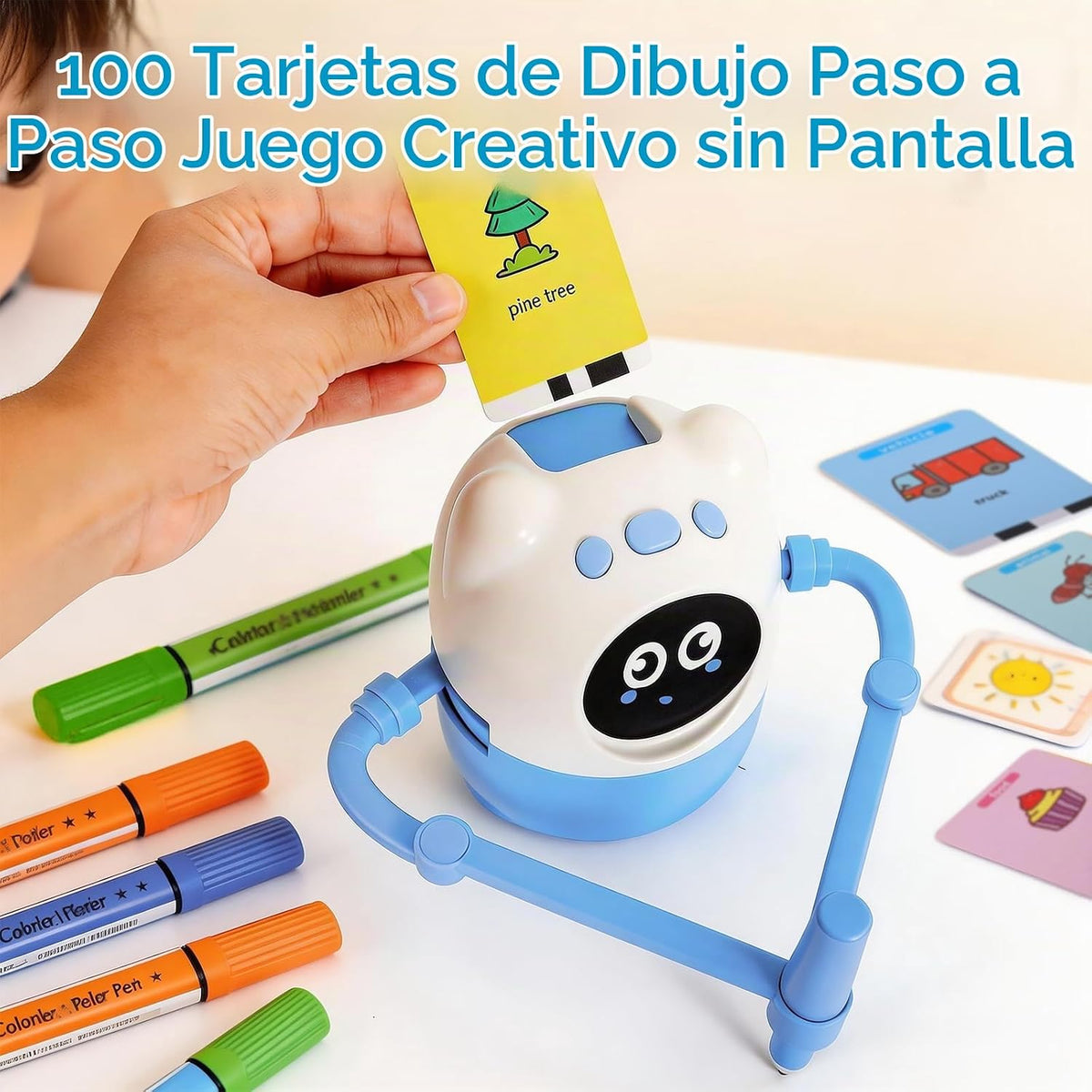 Robot de dibujo para niños, 150 tarjetas de juguete para edades de 3, 4, 5