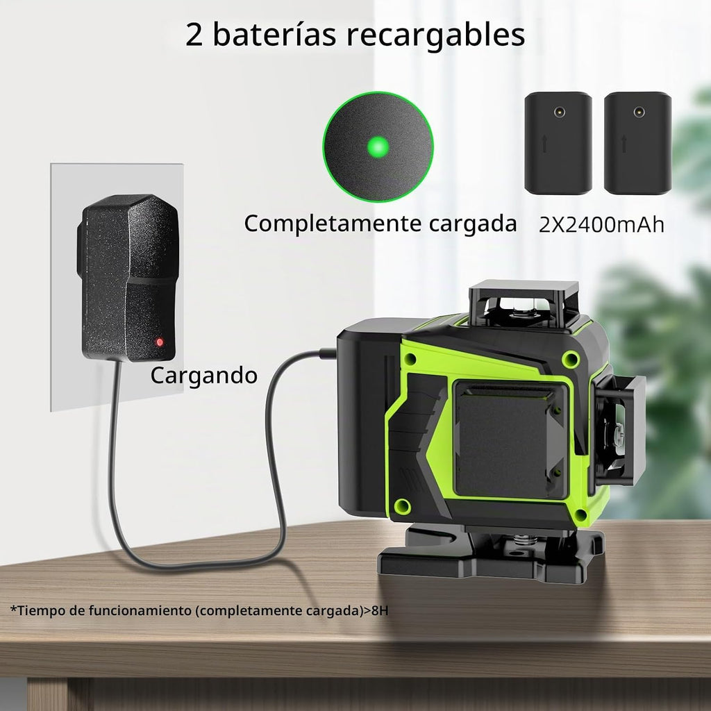 Nivel láser de 16 líneas 360 autonivelante, 4D 4x360 ° Herramienta