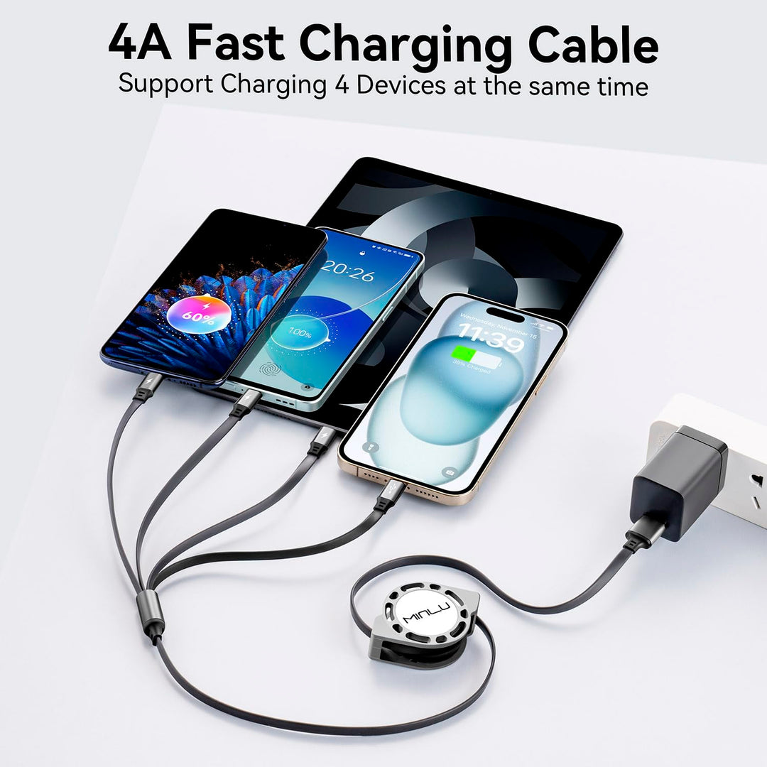 MINLU Cable de carga múltiple 4A paquete de 2 cables de