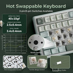 RK ROYAL KLUDGE R98 Pro - Teclado mecánico inalámbrico, teclado cremoso Bluetooth/2.4GHz/RGB con cable para juegos con teclado numérico y perilla, teclas PBT de perfil MDA, interruptor táctil intercambiable en caliente, cian