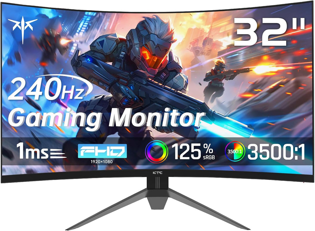 KTC Monitor curvo para juegos de 32 pulgadas y 240 Hz, FHD 1080P 15...