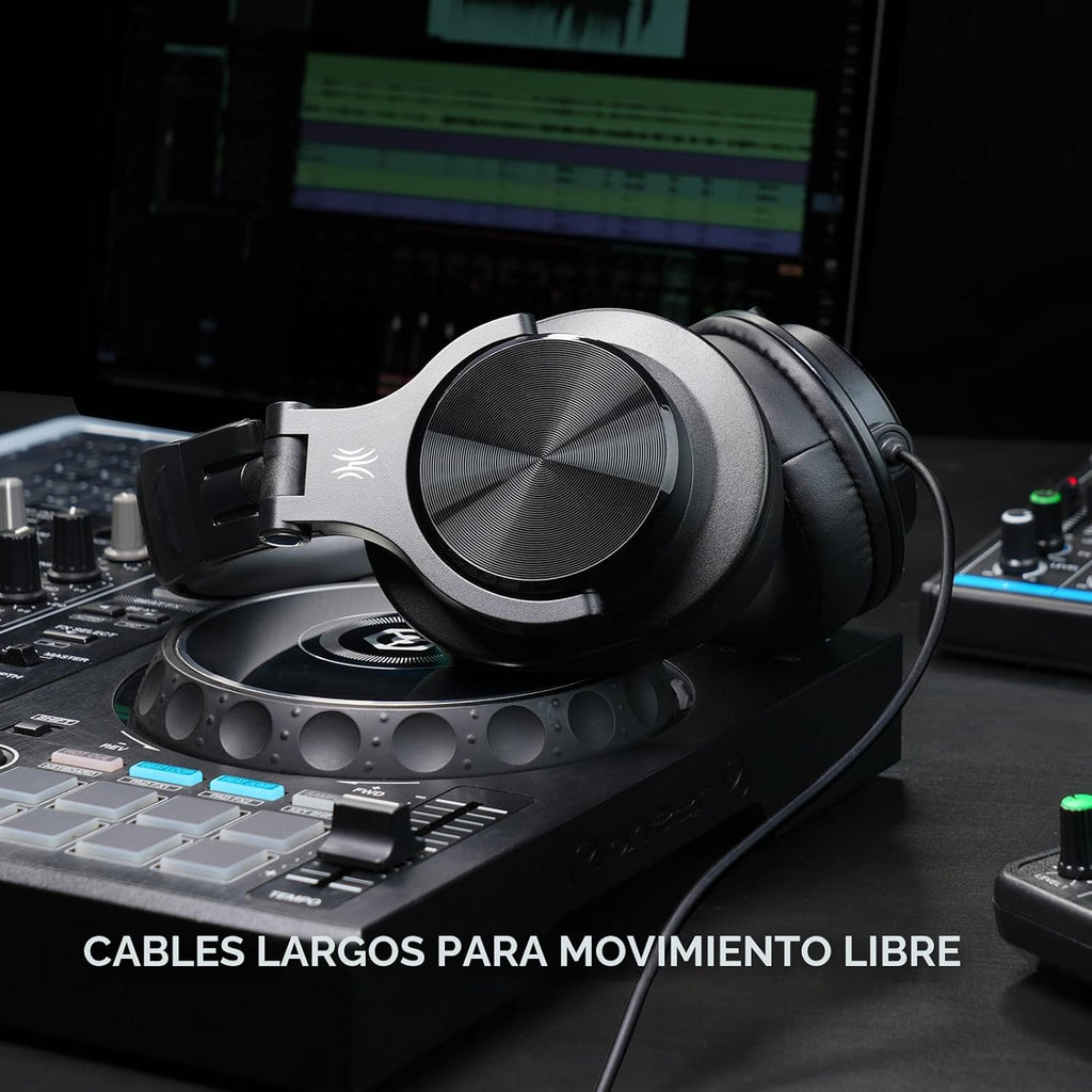 OneOdio A71D - Auriculares con cable de diadema, auriculares de monitor de estudio, auriculares estéreo de DJ de alta resolución con diseño plegable, conector de 3.5/6.35MM para grabación de AMP