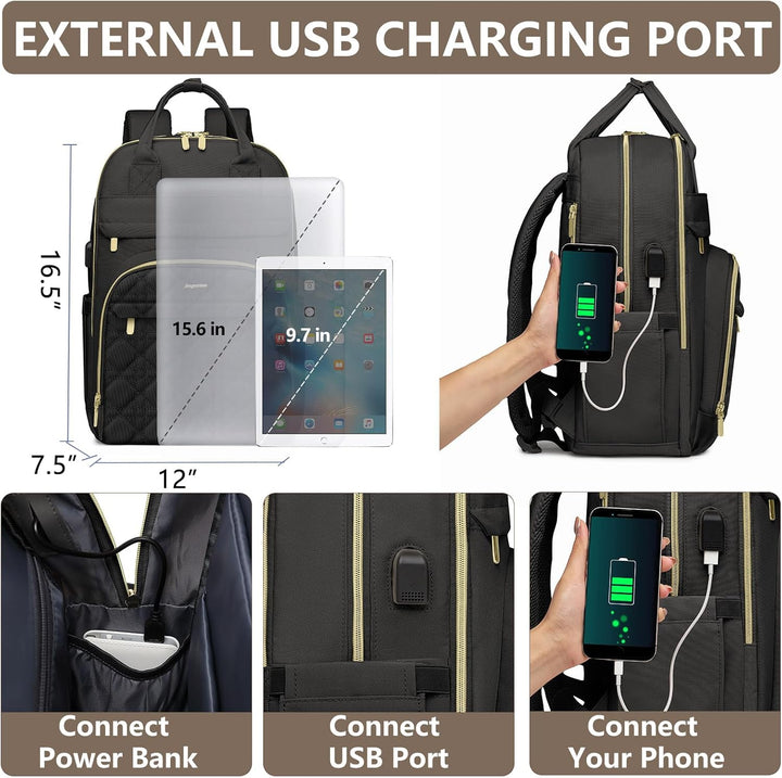 bagswan Mochila para laptop para mujer, 54-Negro, 15,6 pulg., Mochi...