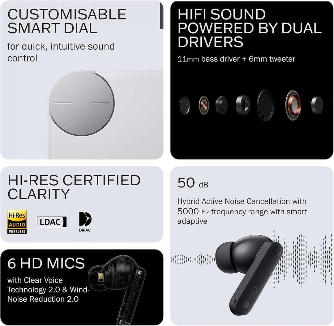Auriculares CMF Buds Pro 2 inalámbricos con dial inteligente, auric...