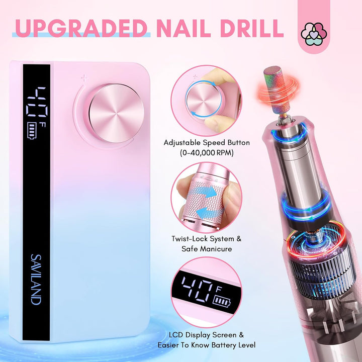 SAVILAND Taladro de Uñas Eléctrico Portátil: Lima de Uñas Eléctrica...