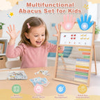 Joyreal Ábaco de madera para niños Matemáticas 3-5 4 5-7, pizarra blanca de