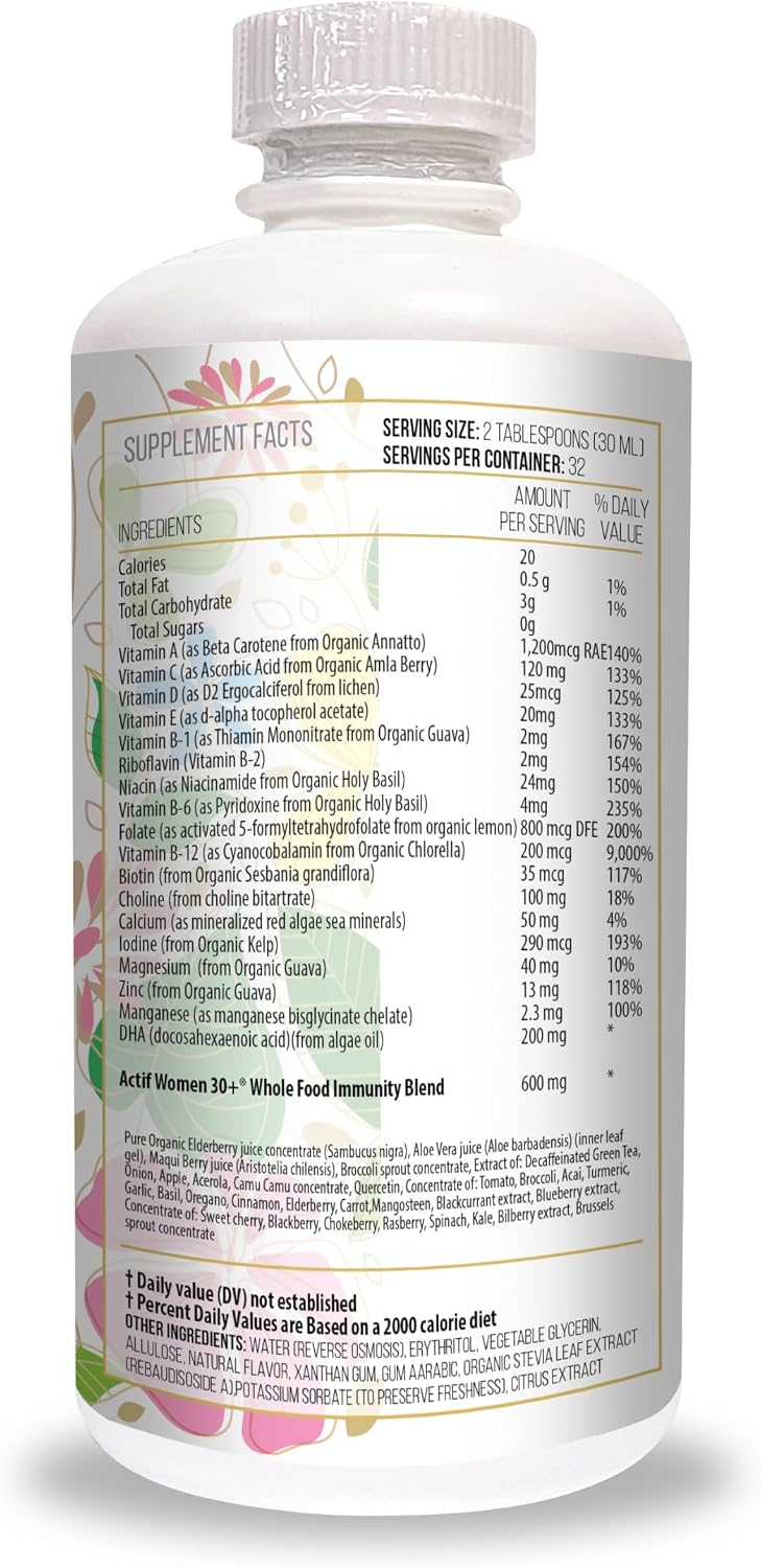 ACTIF Multivitamínico diario líquido para mujeres mayores de 30 año...