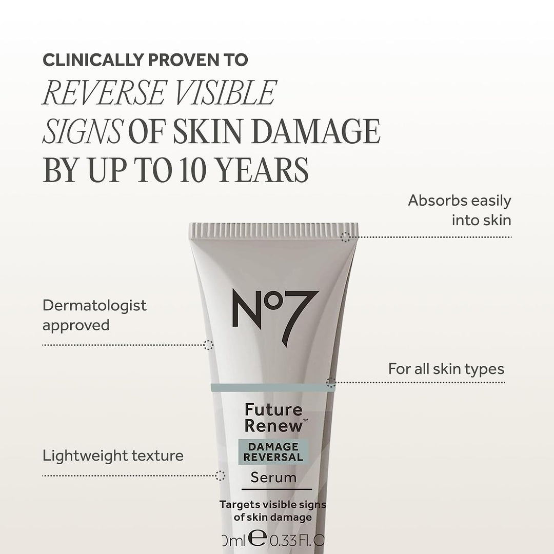 No7 Future Renew - Suero facial de reversión de daños para piel rad...