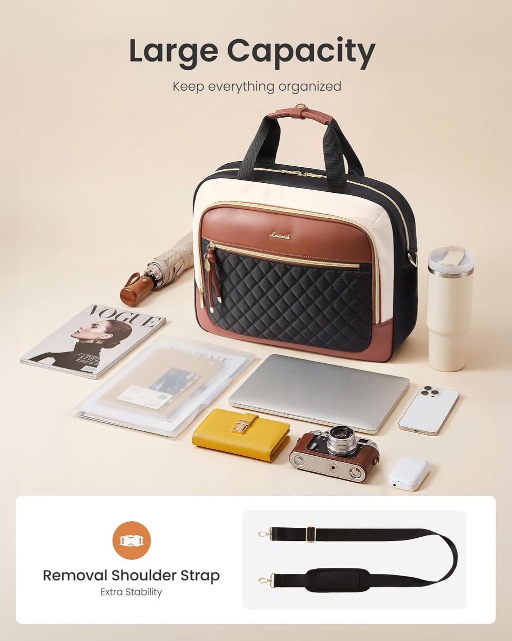 LOVEVOOK Maletín para Laptop para Mujer, Bolso Mensajero de Hombro para Computadora
