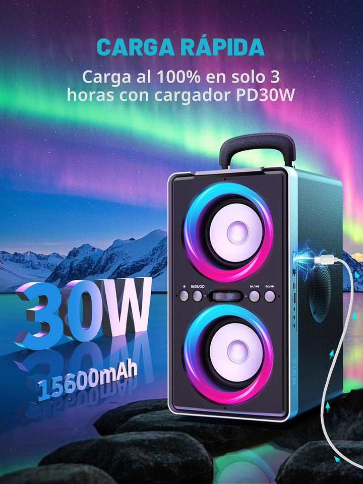 YIER - Altavoz Bluetooth, sonido estéreo fuerte de 200 W de pico co...
