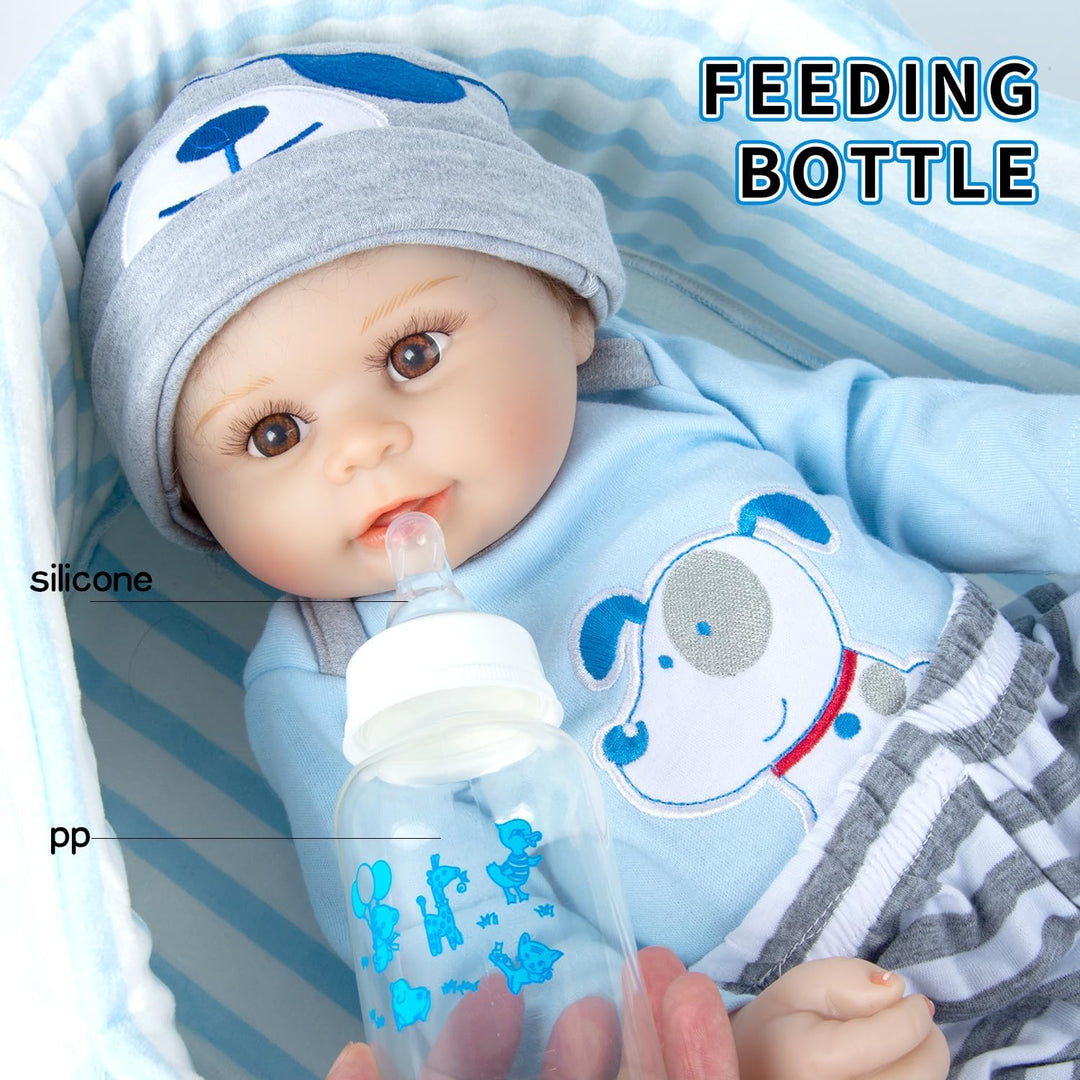 Juego de 9 piezas de ropa de muñeca de bebé Reborn azul para muñeca...