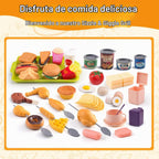 240 piezas de accesorios de cocina para niños, sartenes de juego, ollas, utensilios de cocina con postres, verduras cortables y juego de barbacoa y cesta de almacenamiento, dinero de utilería, regalo de aprendizaje para niños, niños pequeños, niños, rosa