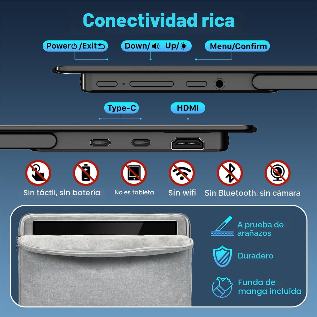 Upperizon Monitor portátil de 14 pulgadas 4K 3840X2400 100000:1 100% DCI-P3 OLED HDMI USB-C Monitor de viaje para laptop, MacBook, PC, Surface PS5 Xbox, pantalla externa con soporte y altavoces, compatible con VESA