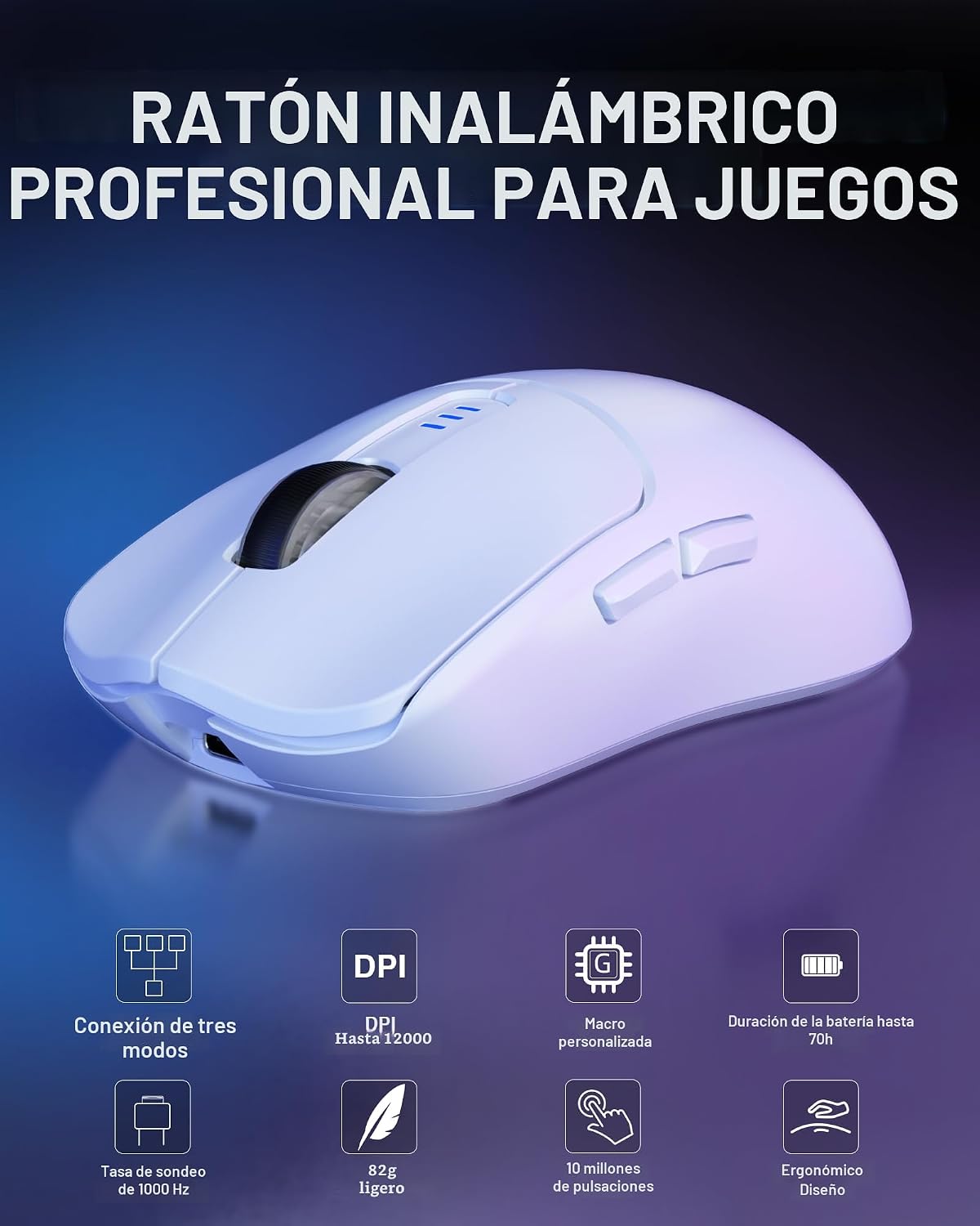 AULA SC580 Ratón Inalámbrico para Juegos, Ratón de Juego Tri-Modo 2...