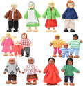 14 figuras de madera de personas de casa de muñecas, muñecas de madera posables para niñas y niños pequeños, juguete de simulación multicultural