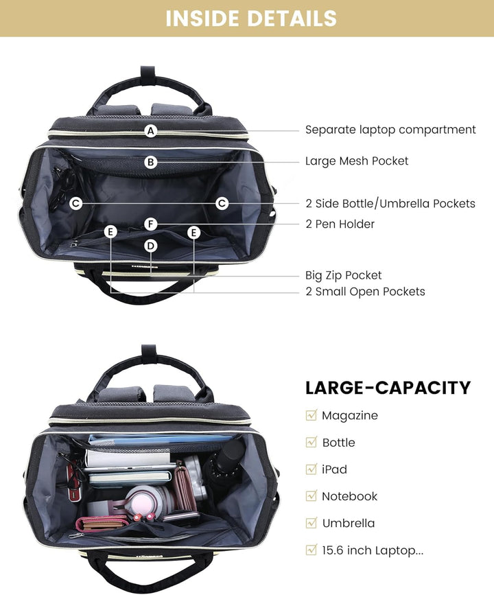 LOVEVOOK Mochila para laptop para mujer, viaje con compartimento, r...
