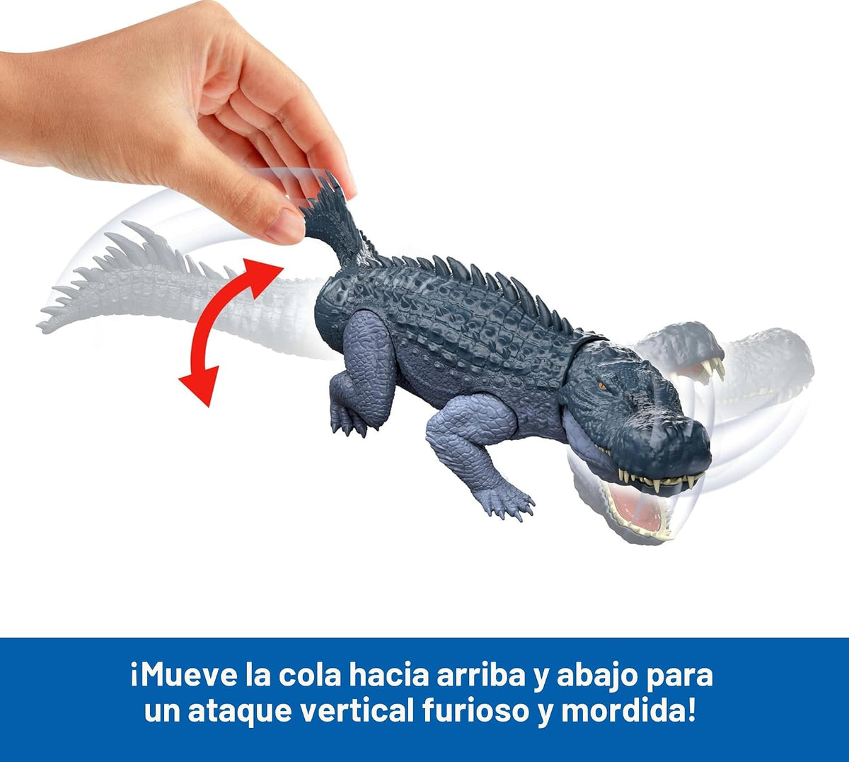 Mattel Jurassic World Rebirth Figura de Dinosaurio Thrashers Gigantes, Juguete de Especie Grande Purussaurus, 2 Ataques de Furia, Juego Digital