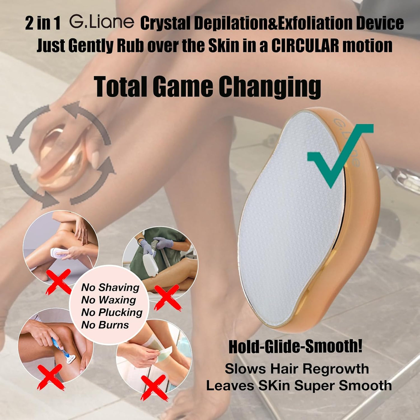G.Liane Depilación de cristal, removedor de pelo de cristal sin dol...