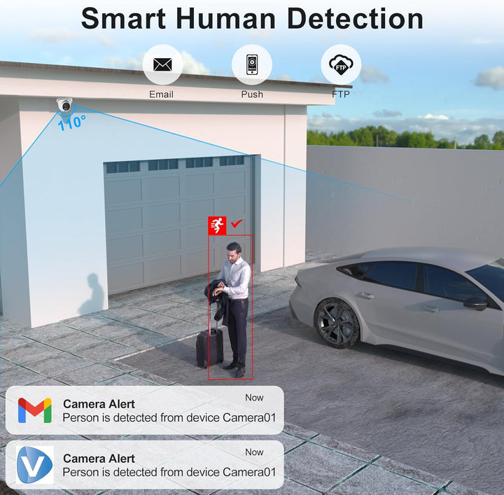 Cámara IP PoE Anpviz de 4MP, cámara de seguridad torreta IP para in...