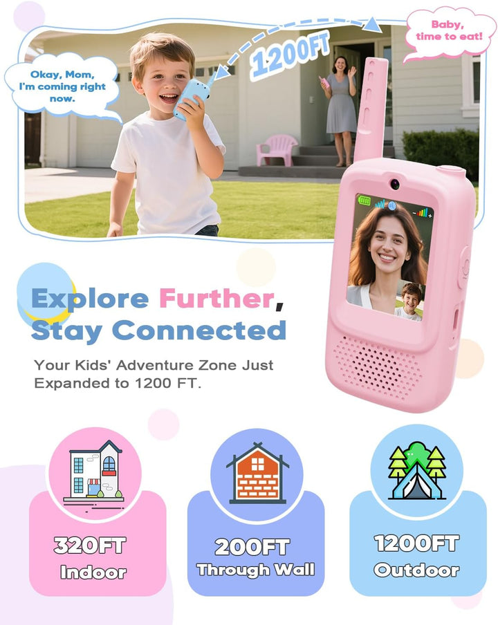 Walkie Talkies de video para niños, juguetes recargables de 2 unida...