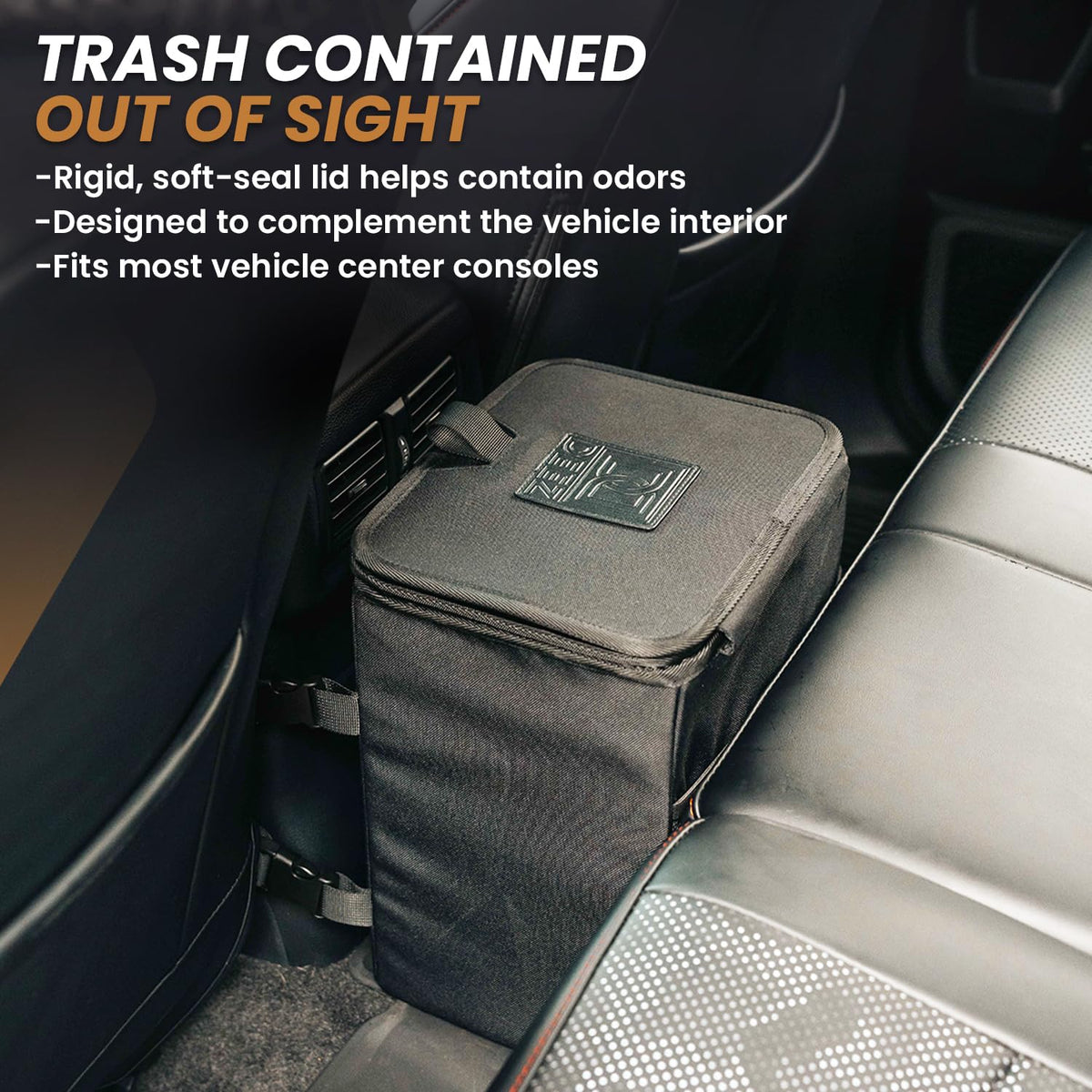 Basurero para automóvil con tapa, forro impermeable extraíble