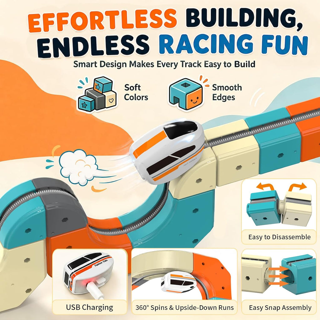 Juego de tren eléctrico de 75 piezas para niños con elevador automático e