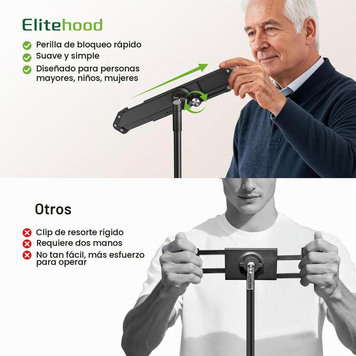 elitehood Soporte de trípode de aluminio para iPad, soporte de iPad