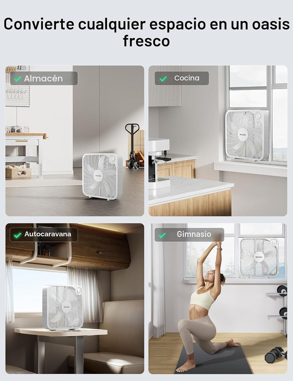PELONIS Ventilador de caja de 3 velocidades de 20 pulgadas para dor...