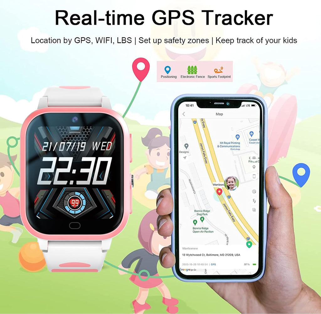 Reloj inteligente con GPS 4G para niños, línea de WhatsApp, videollamada y texto, chat de voz, mensaje de alarma SOS, antipérdida, rastreador en tiempo real, podómetro, cámara de modo silencioso, cámara TikTok Facebook, versión global de 3 a 15 años