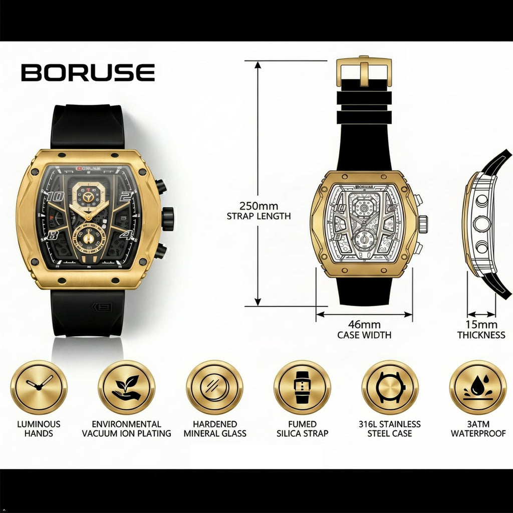 Relojes de hombre Reloj de cuarzo analógico cuadrado de lujo para