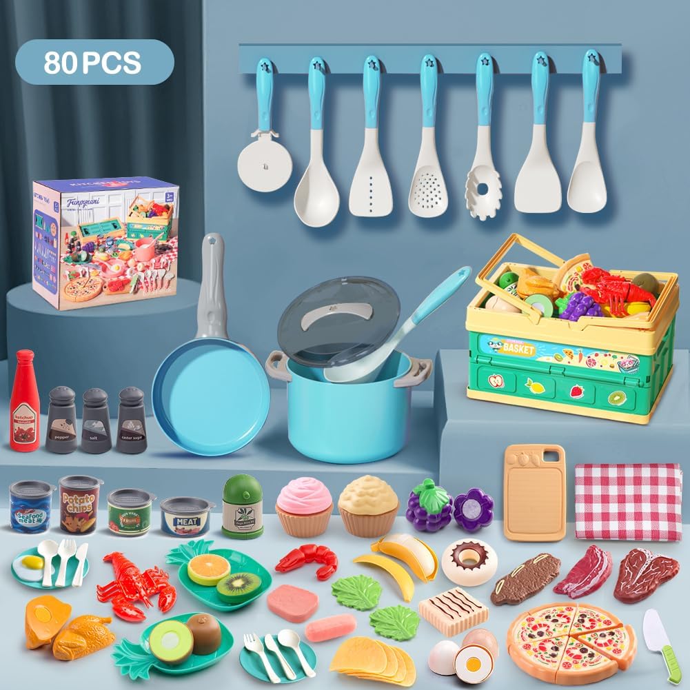 Juego de cocina de 80 piezas, cocina con ollas, sartenes, utensilio...