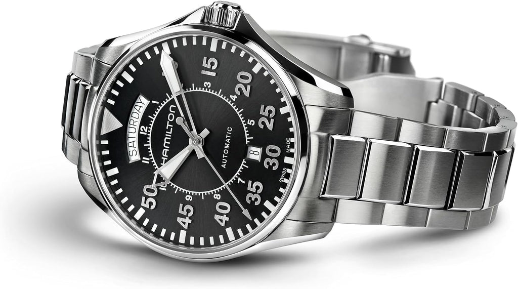 Hamilton Reloj de vestir suizo "Khaki Aviation" automático de acero inoxidable, color: plateado, modelo: H64615135