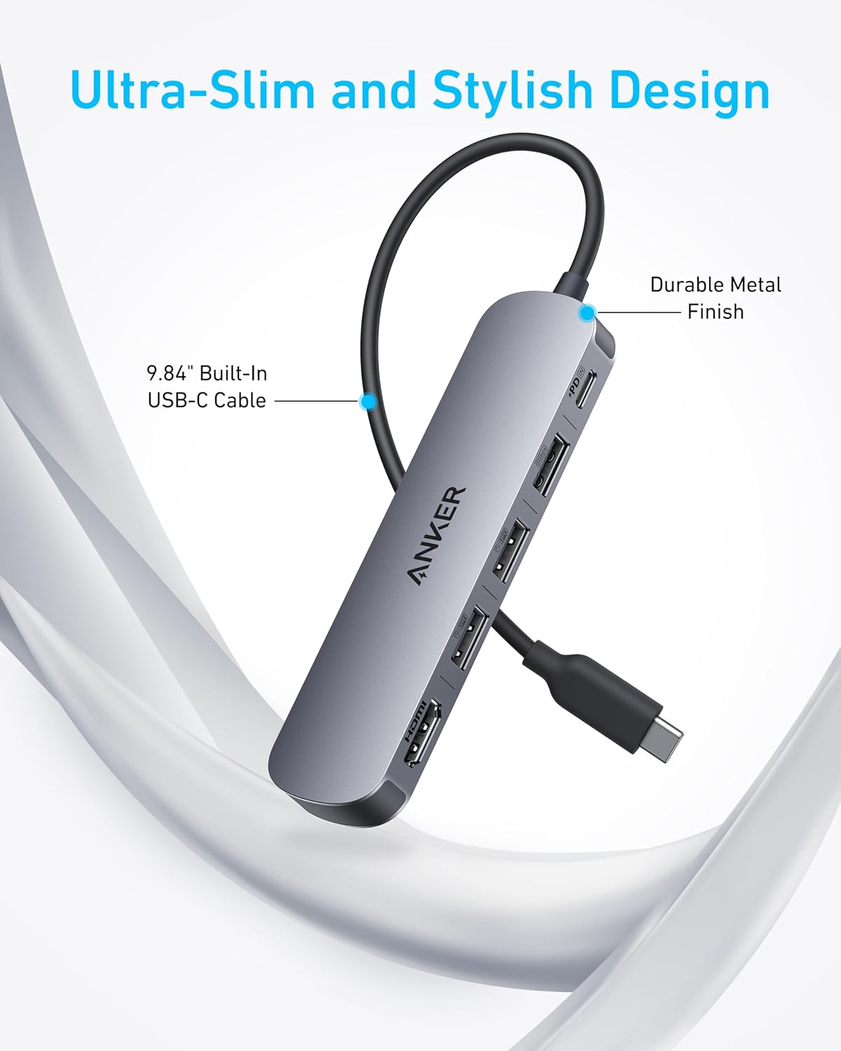 Anker, A8357, hub USB 5 de 3 puertos